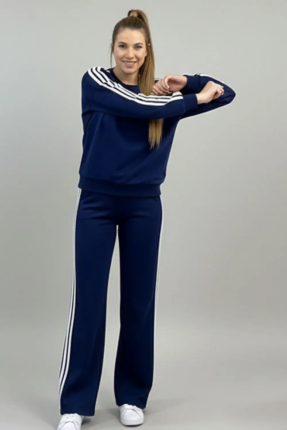 Modal Kumaş 4 Şeritli Lacivert Eşofman Takımı