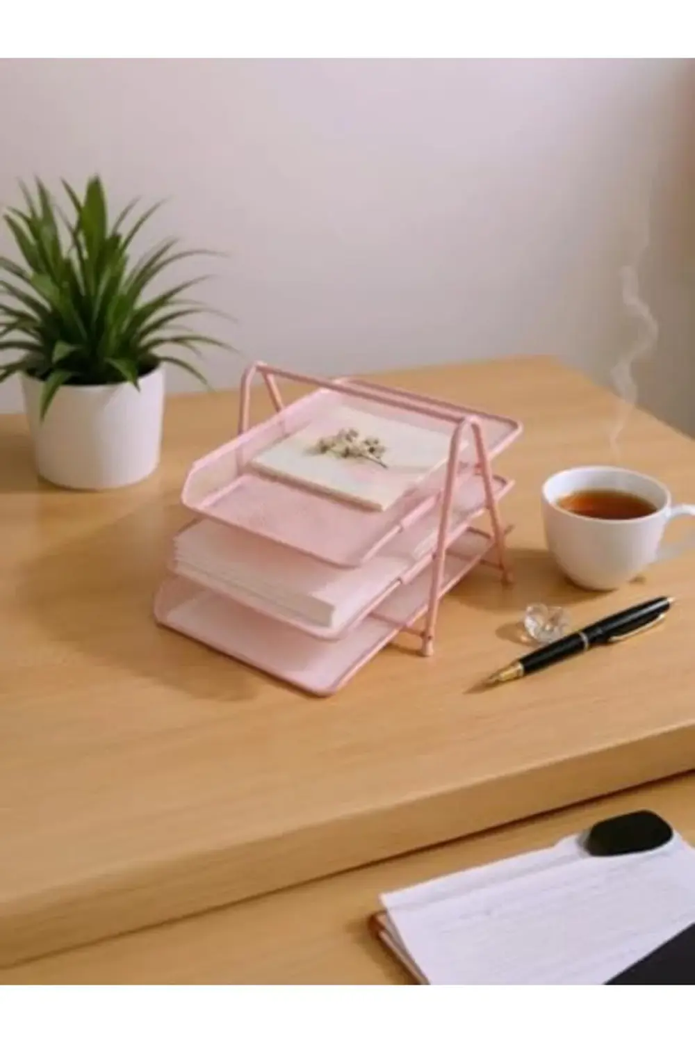 modashine 3'lü Toz Pembe Evrak Rafı ND-1022 polymix 1171935