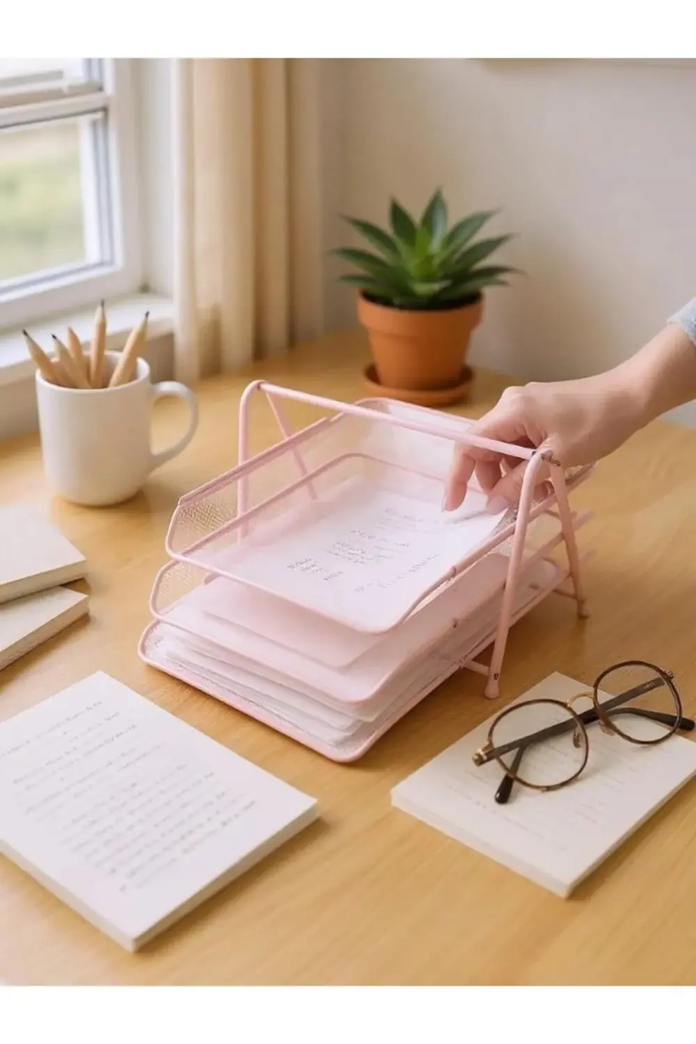 modashine 3'lü Toz Pembe Evrak Rafı ND-1022 polymix 1171935