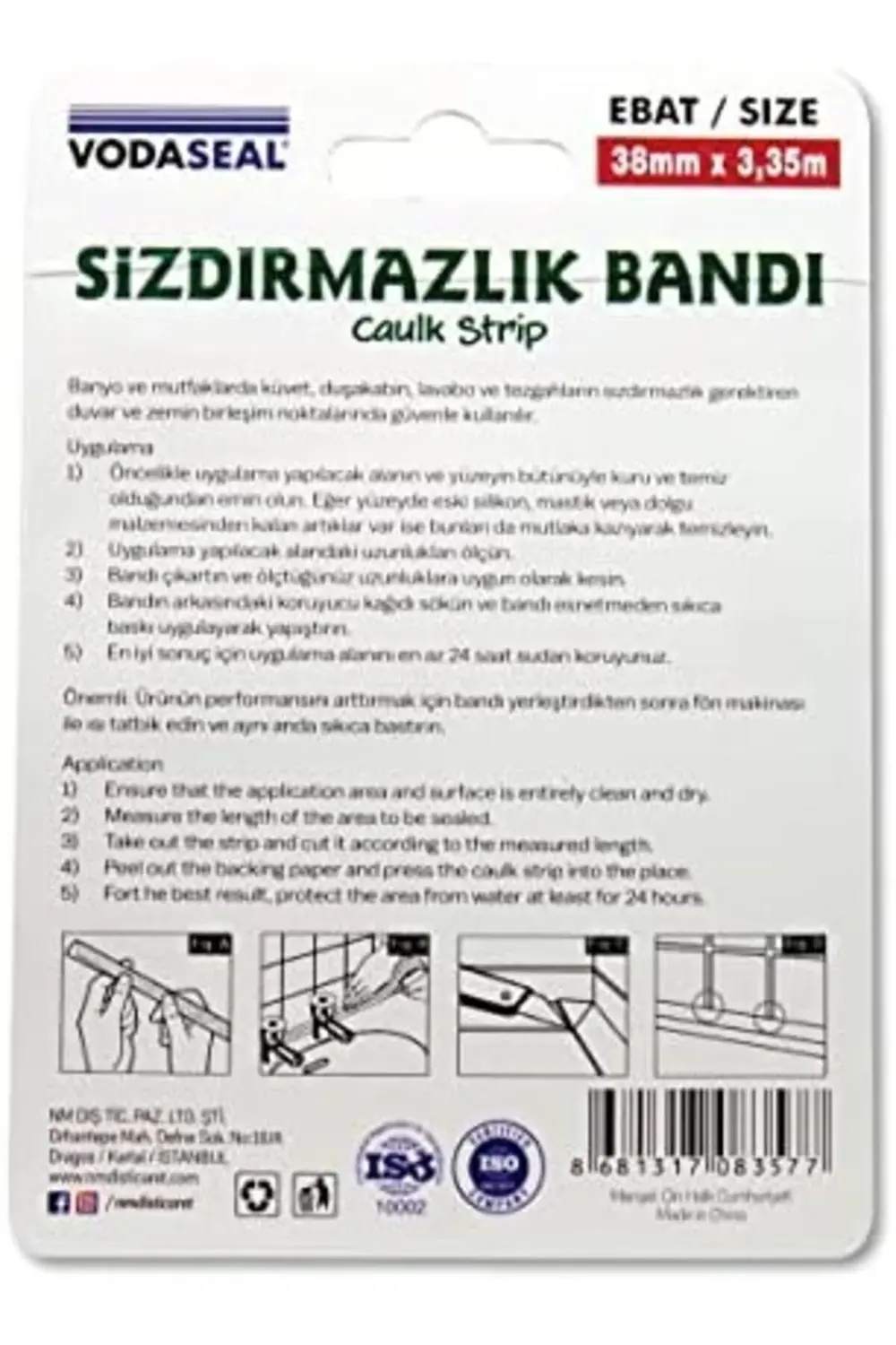 modashine 53.01.007 Sızdırmaz Bant, Beyaz, 38mmx3.35m polymix 117