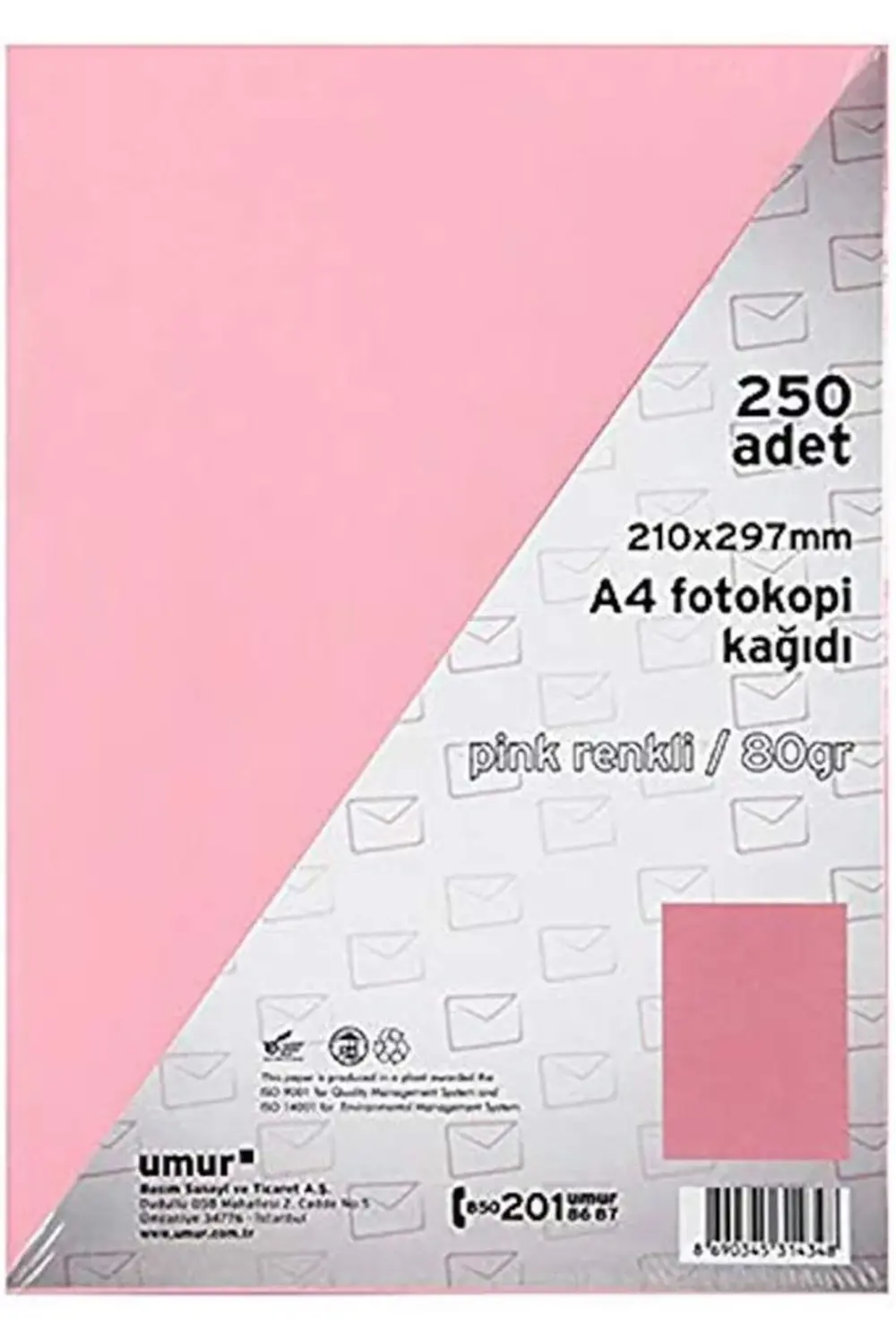 modashine A4 Renkli Fotokopi Kağıdı, Pink, 250 Yaprak polymix 117