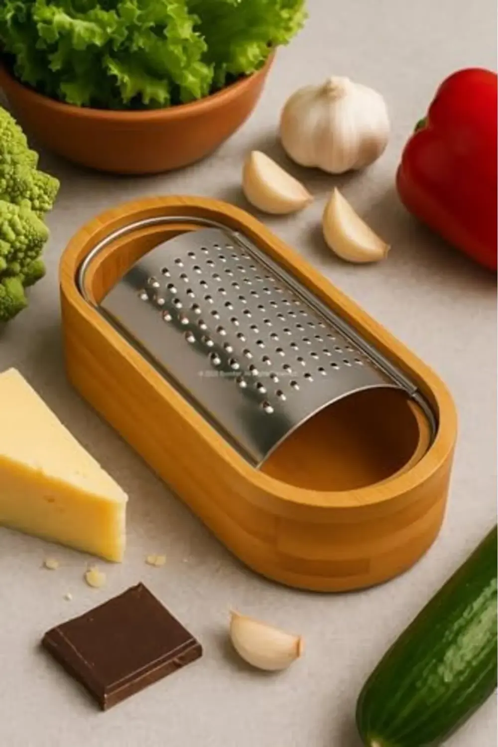 modashine Ahşap Bambu Hazneli, Yatay Oval Metal Bombeli, Çok Amaç