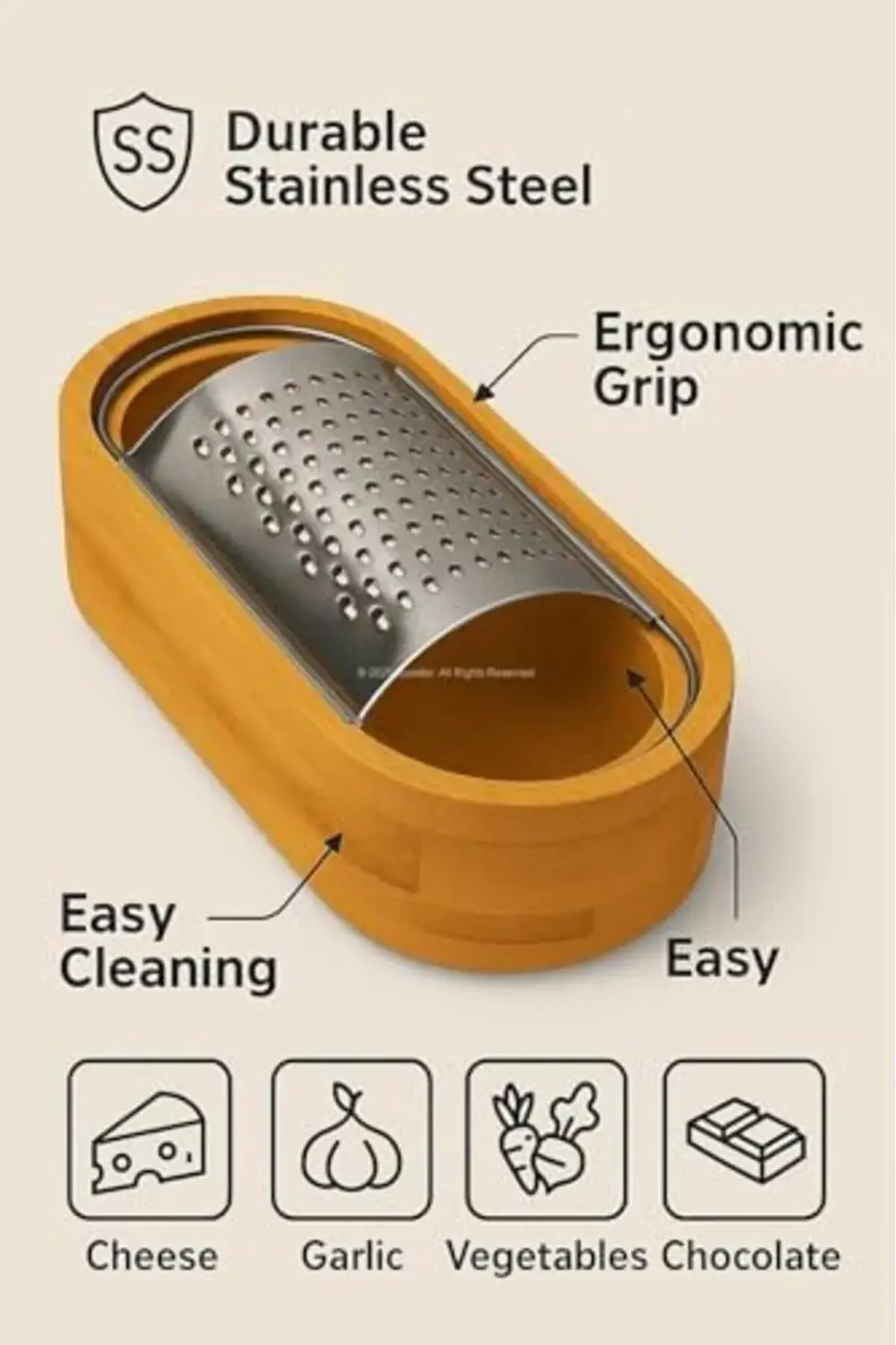 modashine Ahşap Bambu Hazneli, Yatay Oval Metal Bombeli, Çok Amaç