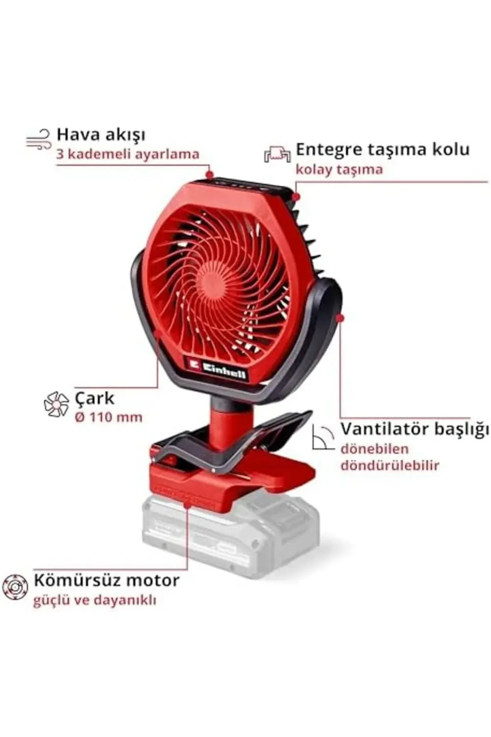 modashine Akülü Vantilatör GC-CF 18/110 Li-Solo Power X- (18 V, k