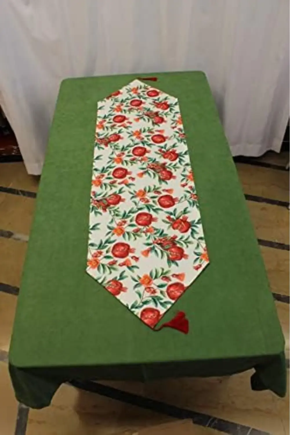 modashine Desenli Beyaz Zemin Arka Plan Baskılı Runner Servis 40x