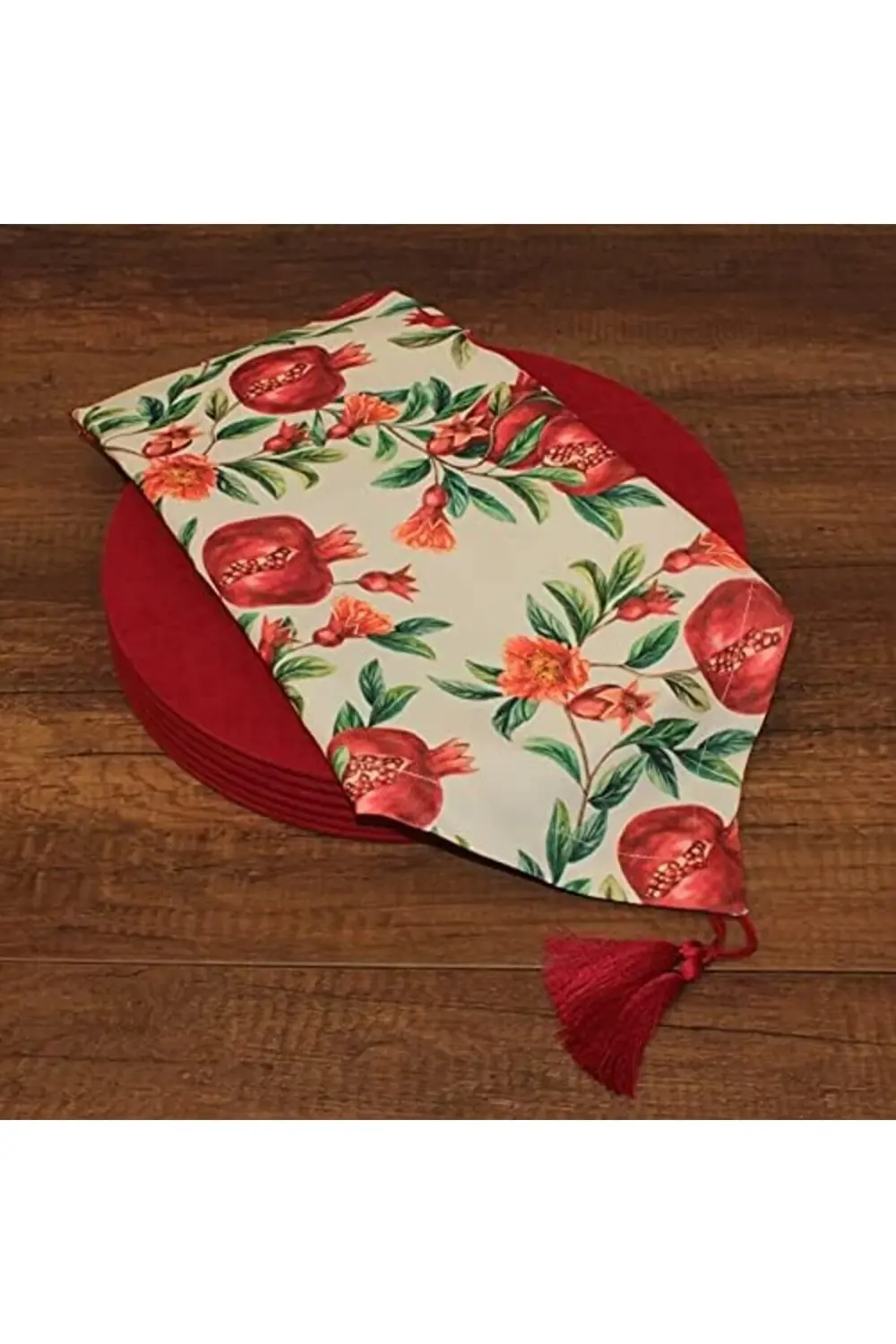 modashine Desenli Beyaz Zemin Arka Plan Baskılı Runner Servis 40x