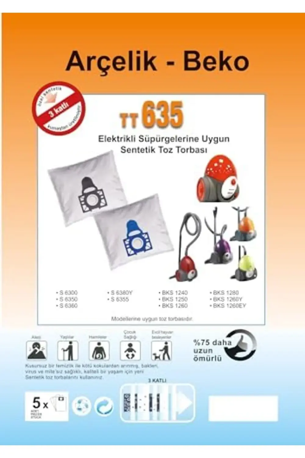 modashine ELEKTRİKLİ SÜPÜRGE SENTETİK TOZ TORBASI - 20 ADET - SİY