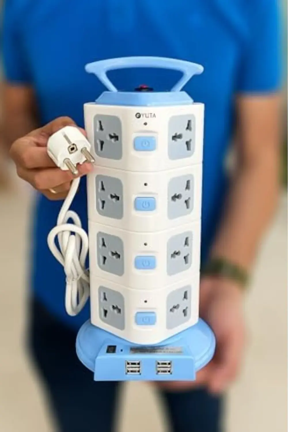 modashine Evrensel 16 Girişli Kule Tipi Priz Adaptör, 4 USB Portl