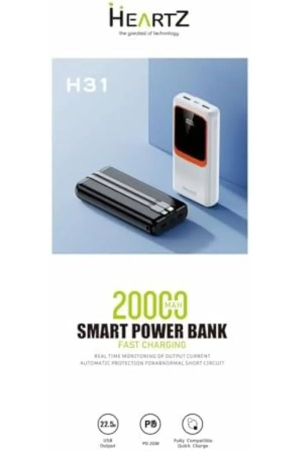 modashine H31 20000 MH PD 20W ve USB 22.5W FAST HIZLI ŞARJ DAHİLİ