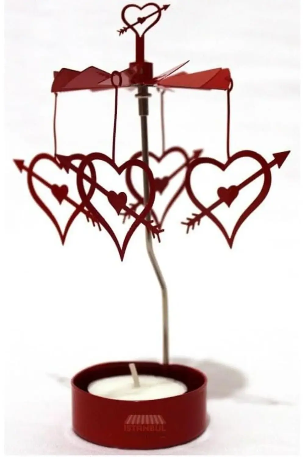 modashine Isı İle Dönen Kalp Mumluk Seti (KIRMIZI) polymix 117193