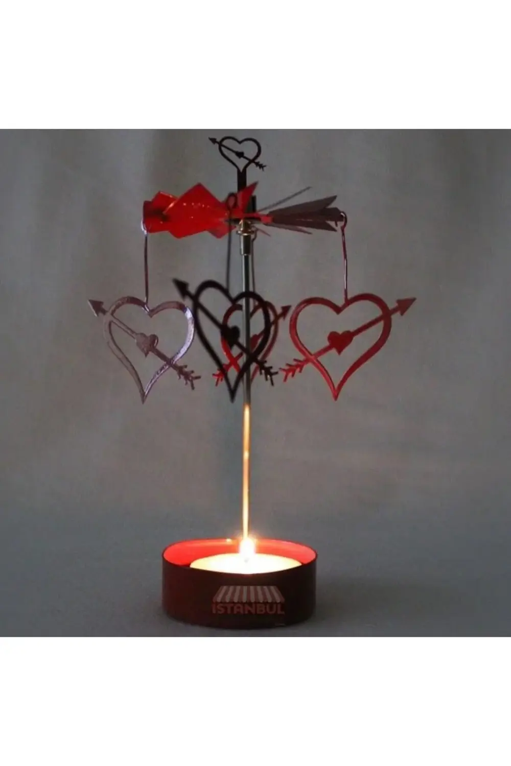 modashine Isı İle Dönen Kalp Mumluk Seti (KIRMIZI) polymix 117193