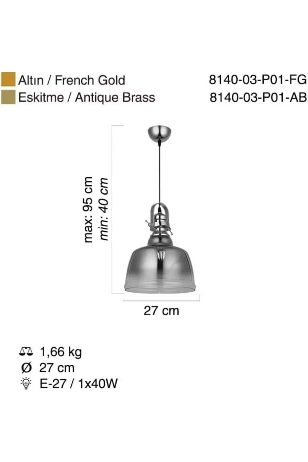 modashine Lagos Tekli Sarkıt E27x1 polymix 1171935