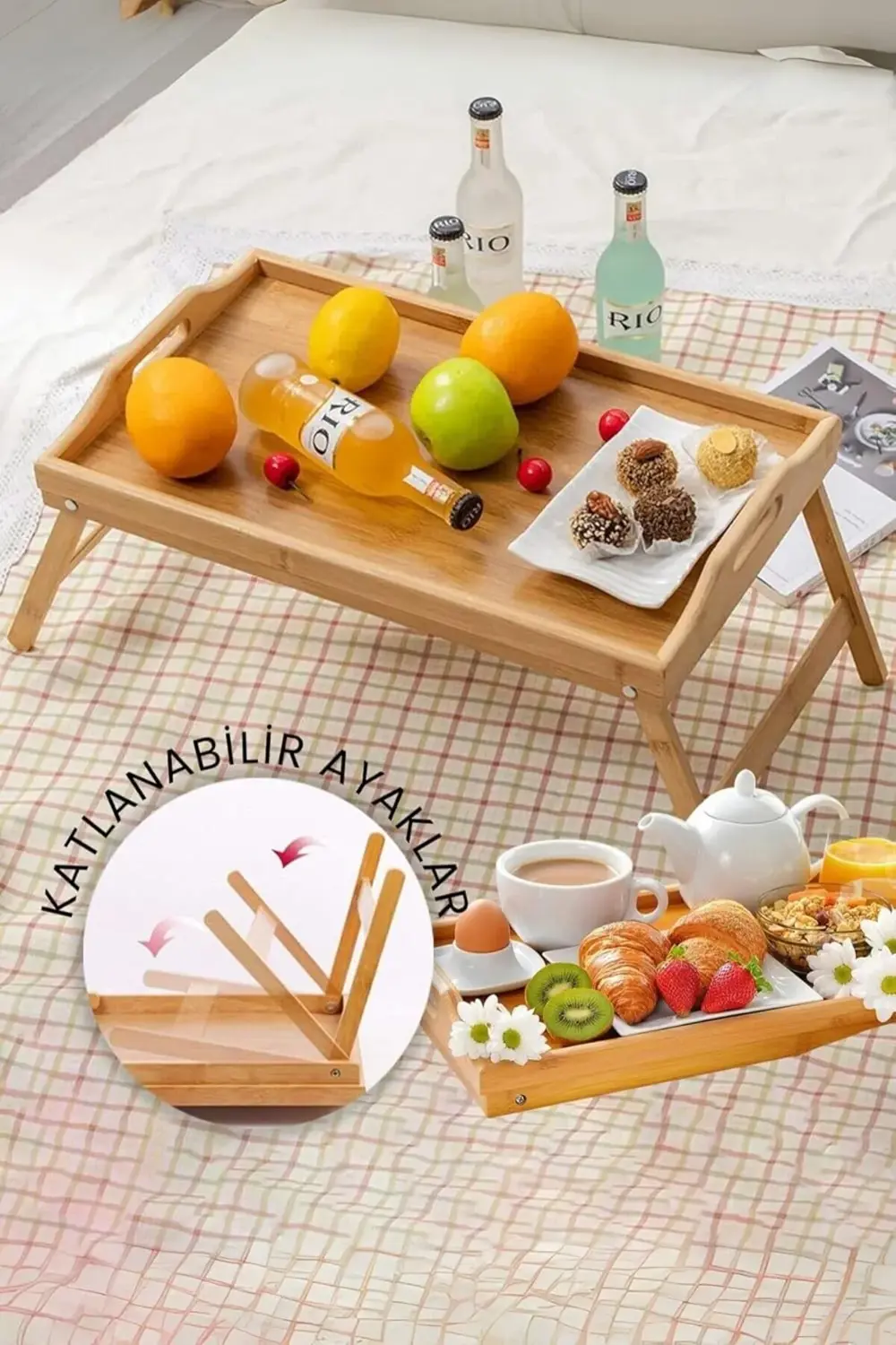 modashine Life Katlanır Ayaklı Portatif Bambu Yatak Koltuk Piknik