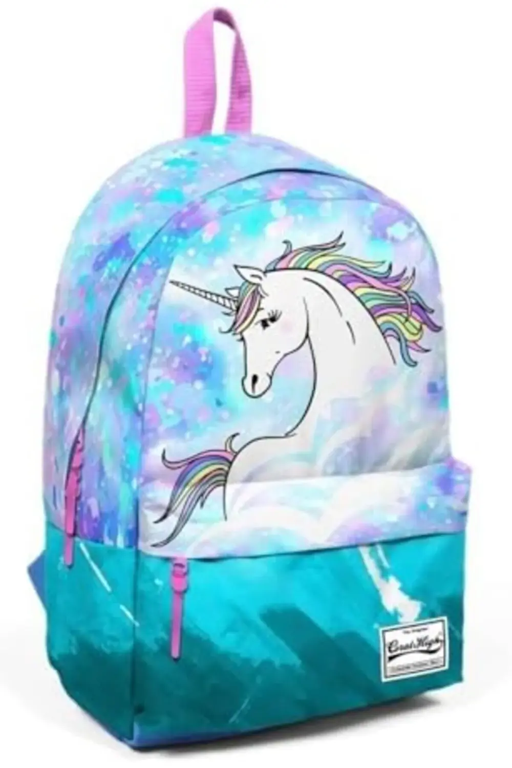 modashine Mavi Yeşil Desenli Sırt Çantası - Okul ve Günlük - USB+