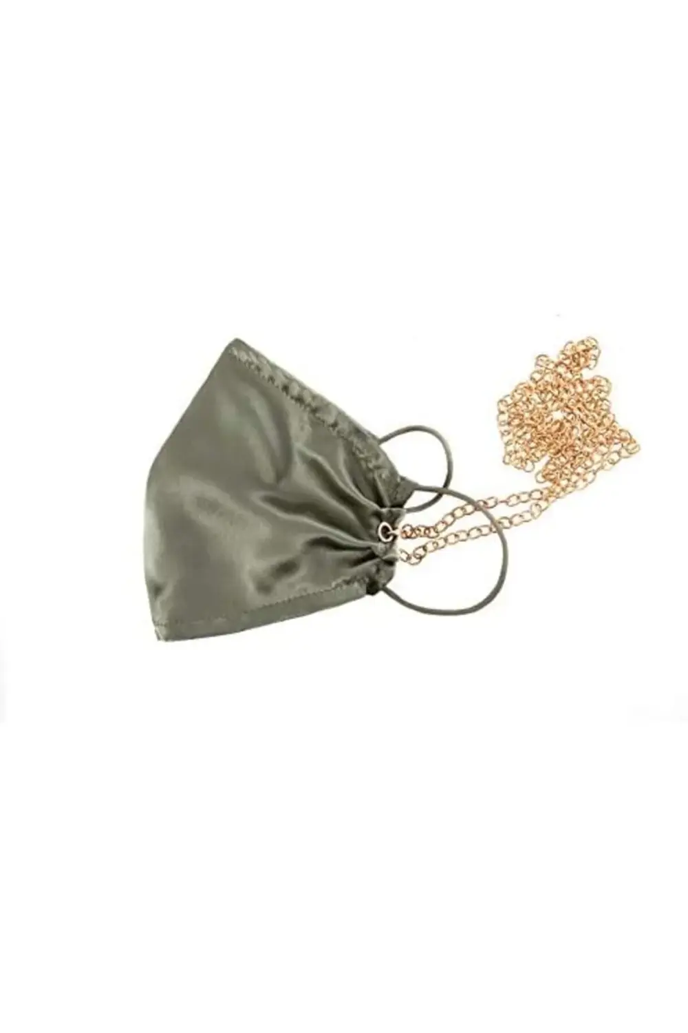 modashine of Silk %100 İpek Fıstık Yeşili Ağız Maskesi Zincir Det