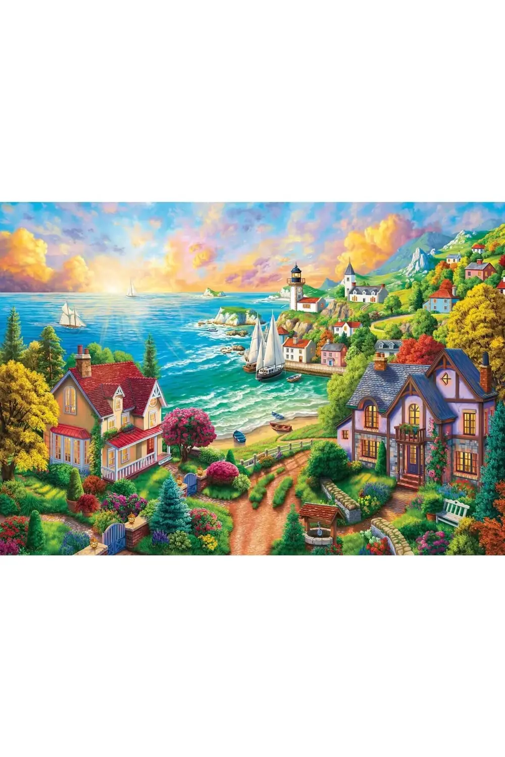 modashine Puzzle - Sahildeki Köy / 260 Parça Puzzle, #3343 polymi