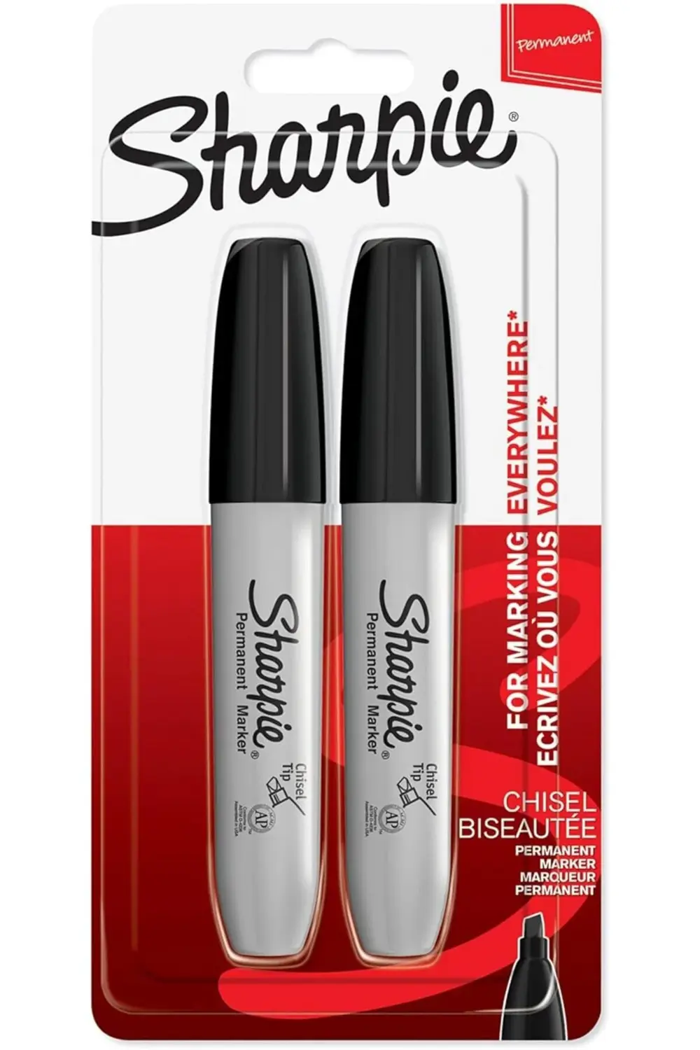 modashine Sharpie Kalıcı Marker Chisel Kesik Uç Siyah 2'li Bls po