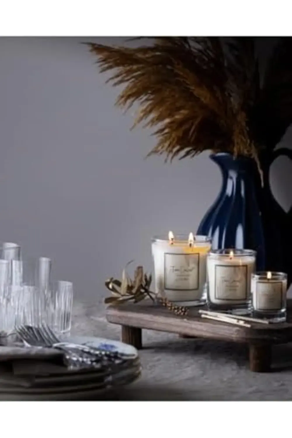 modashine Tiem Şeffaf Cam Doğal Üretim 3'lü Bardak Soya Mum Seti