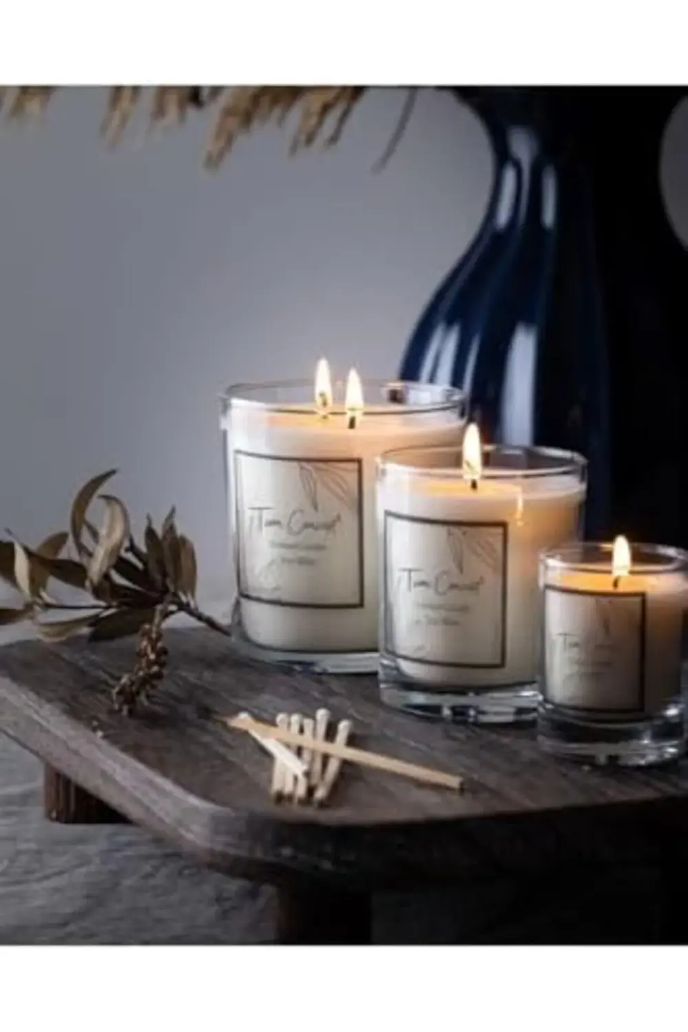 modashine Tiem Şeffaf Cam Doğal Üretim 3'lü Bardak Soya Mum Seti
