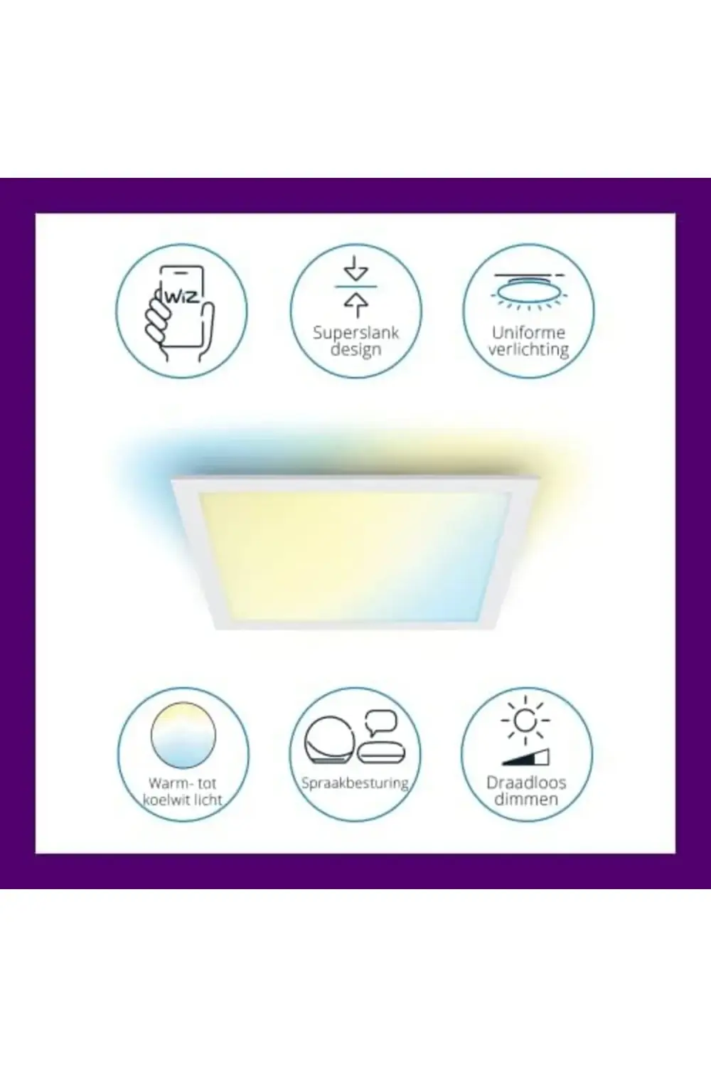 modashine WiZ Panel tavan lambası ayarlanabilir beyaz, kısılabili