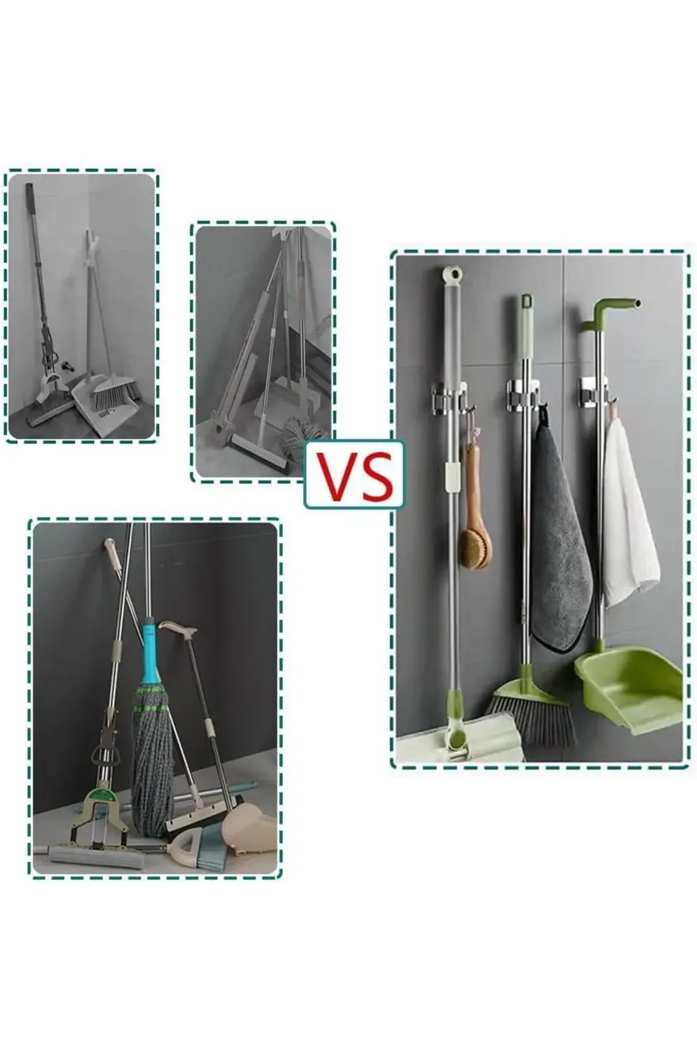 modashine Yapışkanlı Paslanmaz Çelik Süpürge ve Paspas Tutucu 304