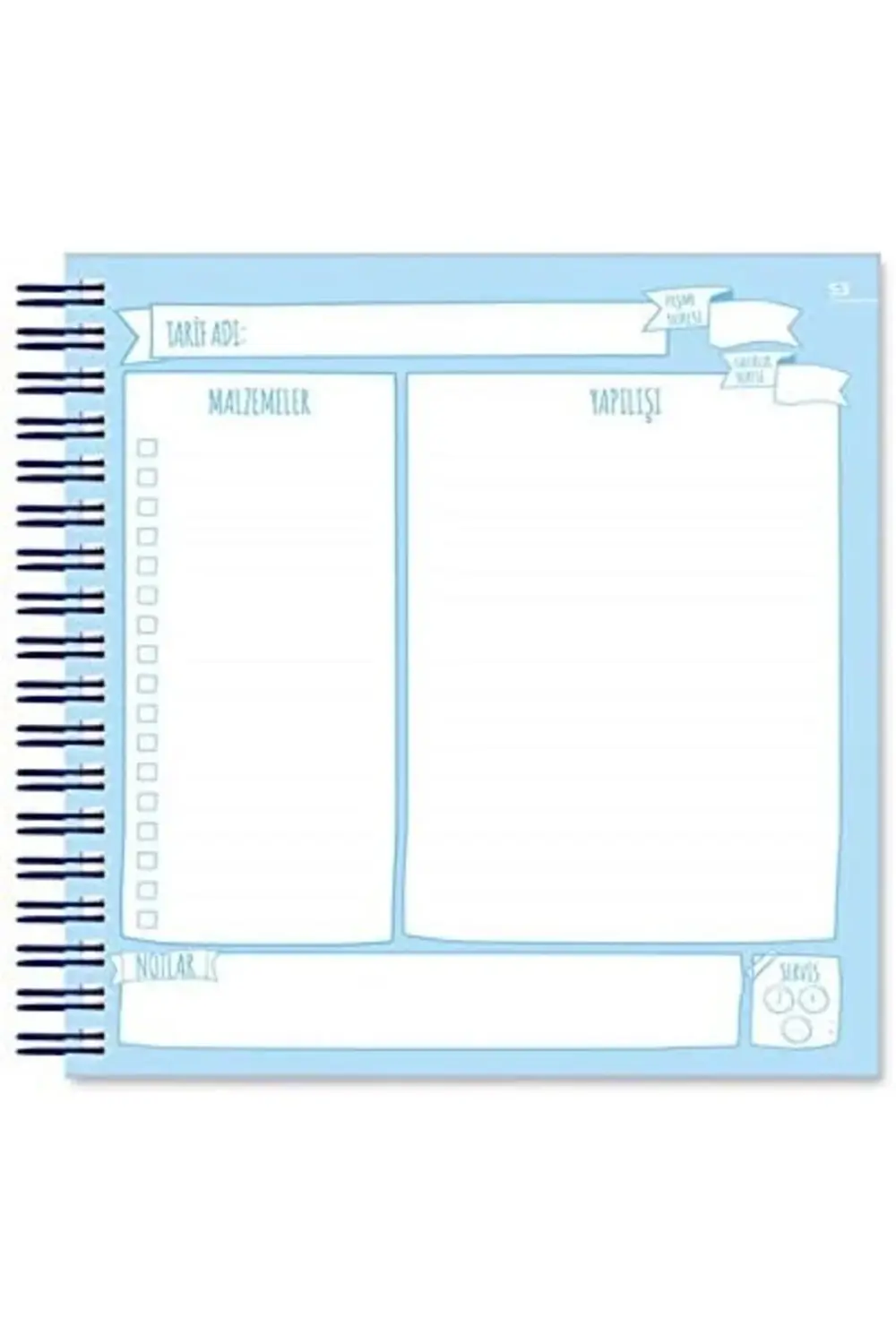 modashine Yemek Tarif Defteri Spiralli Renkli Ayraçlı polymix 117