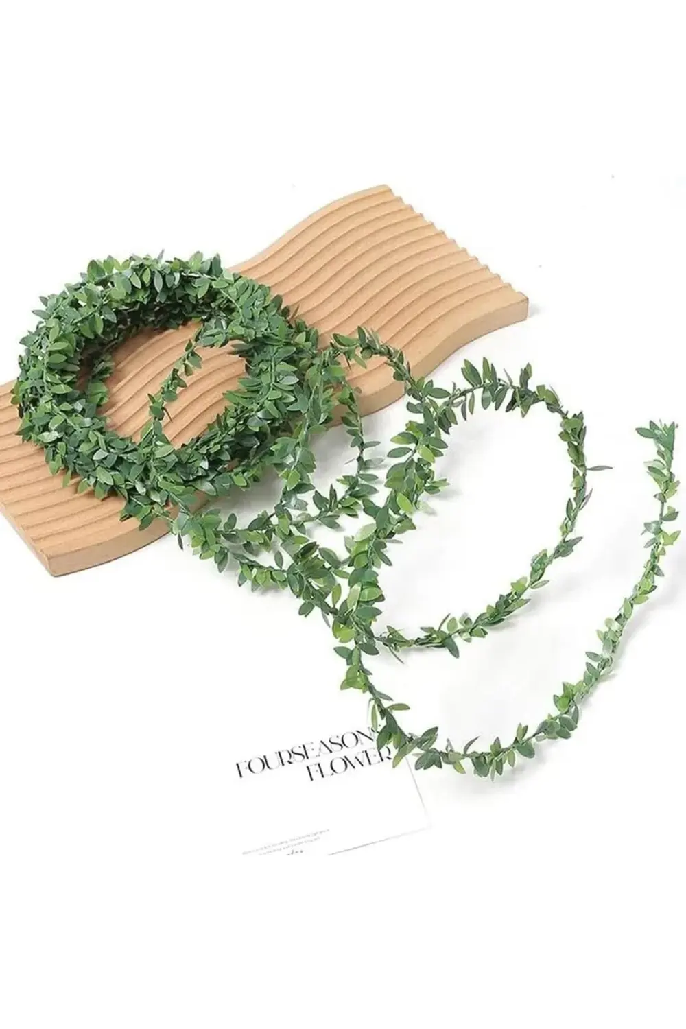 modashine Yeşil Unikum Tel Yaprak Şerit Yapay Taç Sarmaşık Süs, 1