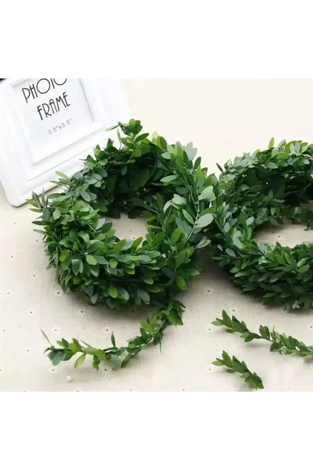 modashine Yeşil Unikum Tel Yaprak Şerit Yapay Taç Sarmaşık Süs, 1