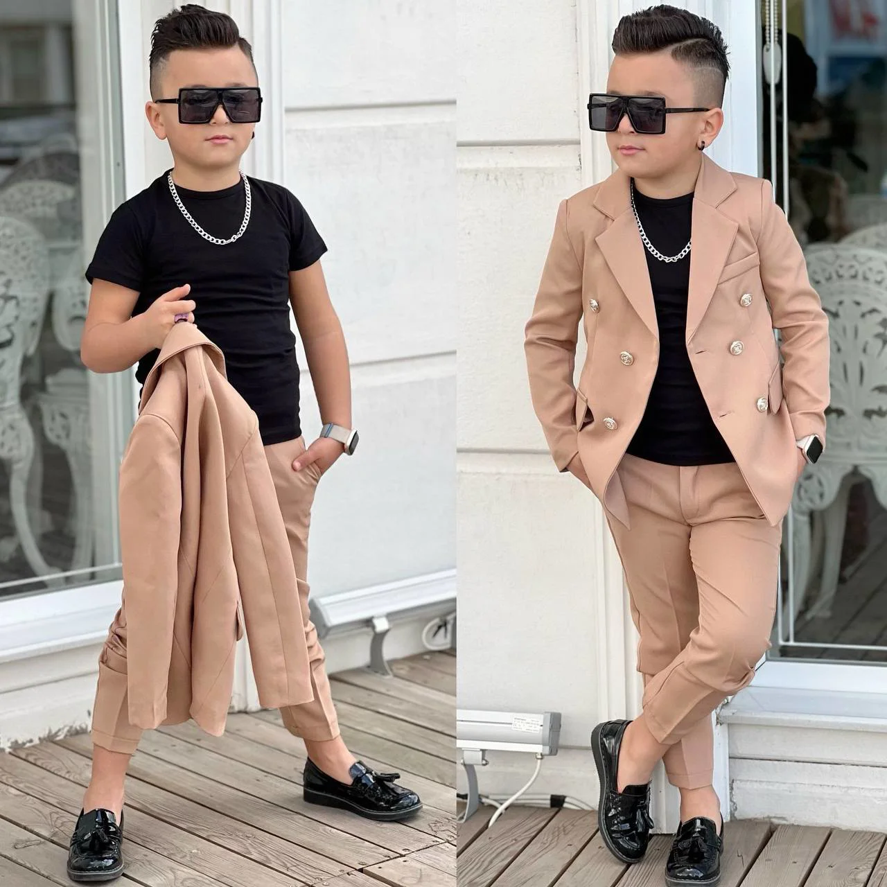 MODAVALS 4 PARÇA 6 DÜĞMELİ CEKETLİ ERKEK ÇOCUK TAKIM ELBİSE - SİY