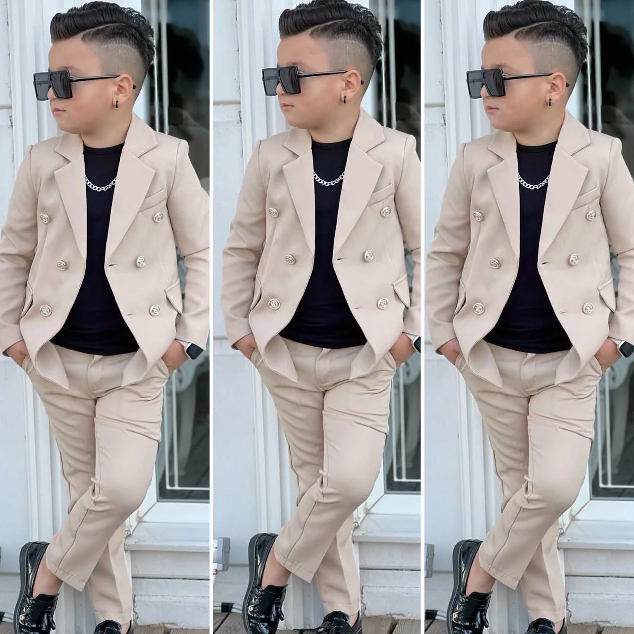 MODAVALS 4 PARÇA 6 DÜĞMELİ CEKETLİ ERKEK ÇOCUK TAKIM ELBİSE - SİY