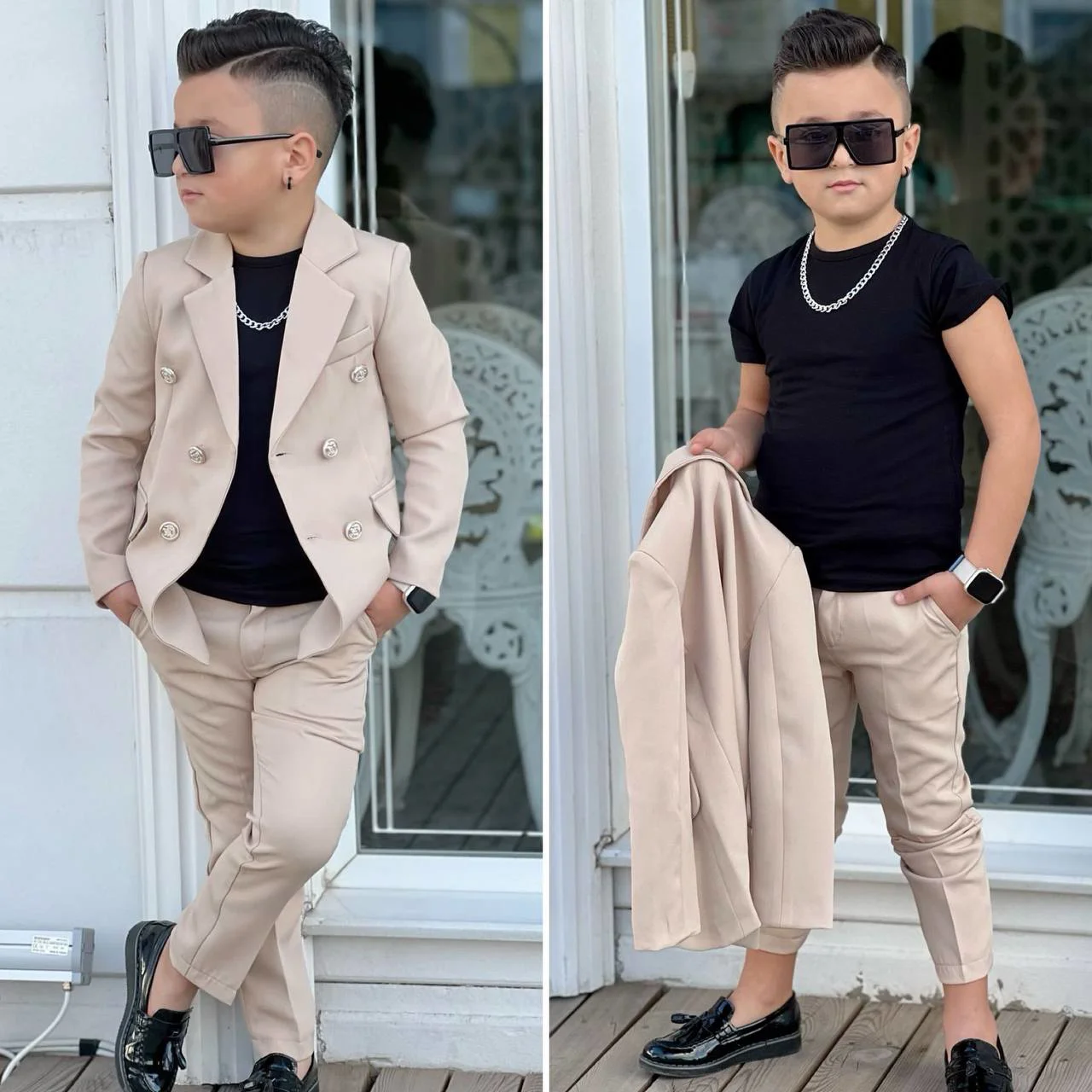 MODAVALS 4 PARÇA 6 DÜĞMELİ CEKETLİ ERKEK ÇOCUK TAKIM ELBİSE - SİY