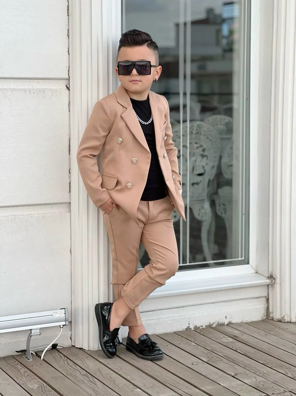 MODAVALS 4 PARÇA 6 DÜĞMELİ CEKETLİ ERKEK ÇOCUK TAKIM ELBİSE - SİY