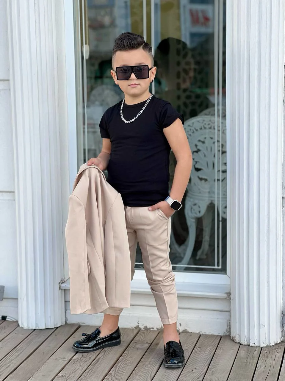 MODAVALS 4 PARÇA 6 DÜĞMELİ CEKETLİ ERKEK ÇOCUK TAKIM ELBİSE - SİY