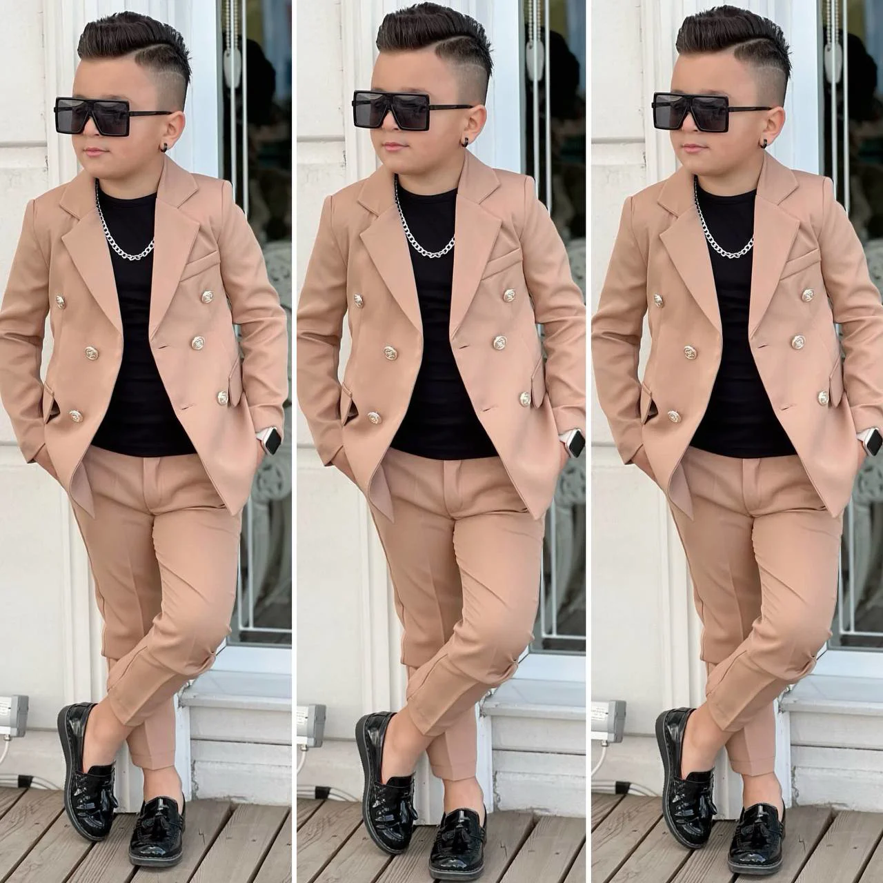 MODAVALS 4 PARÇA 6 DÜĞMELİ CEKETLİ ERKEK ÇOCUK TAKIM ELBİSE - SİY