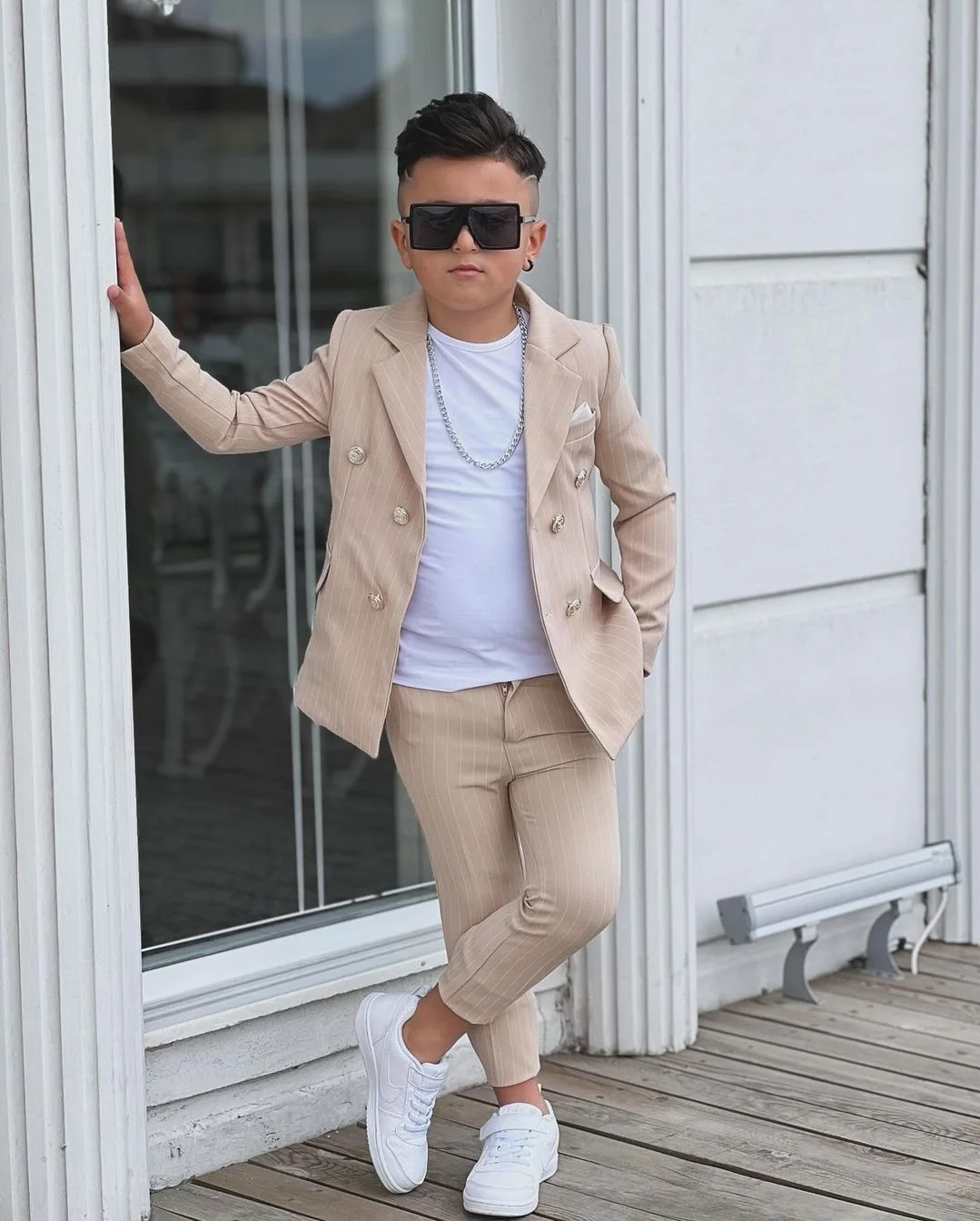 MODAVALS 4 PARÇA ÇİZGİLİ CEKETLİ ERKEK ÇOCUK TAKIM ELBİSE
