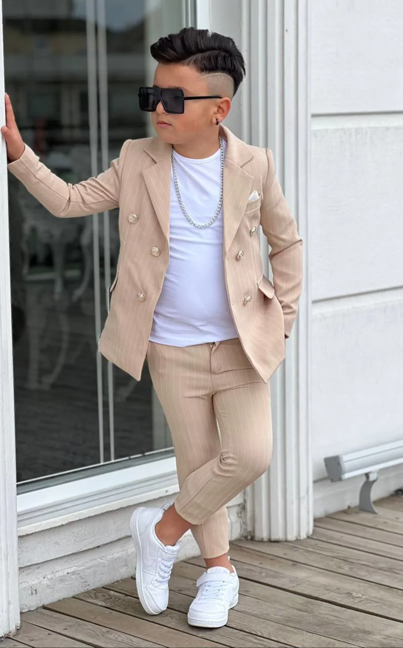 MODAVALS 4 PARÇA ÇİZGİLİ CEKETLİ ERKEK ÇOCUK TAKIM ELBİSE