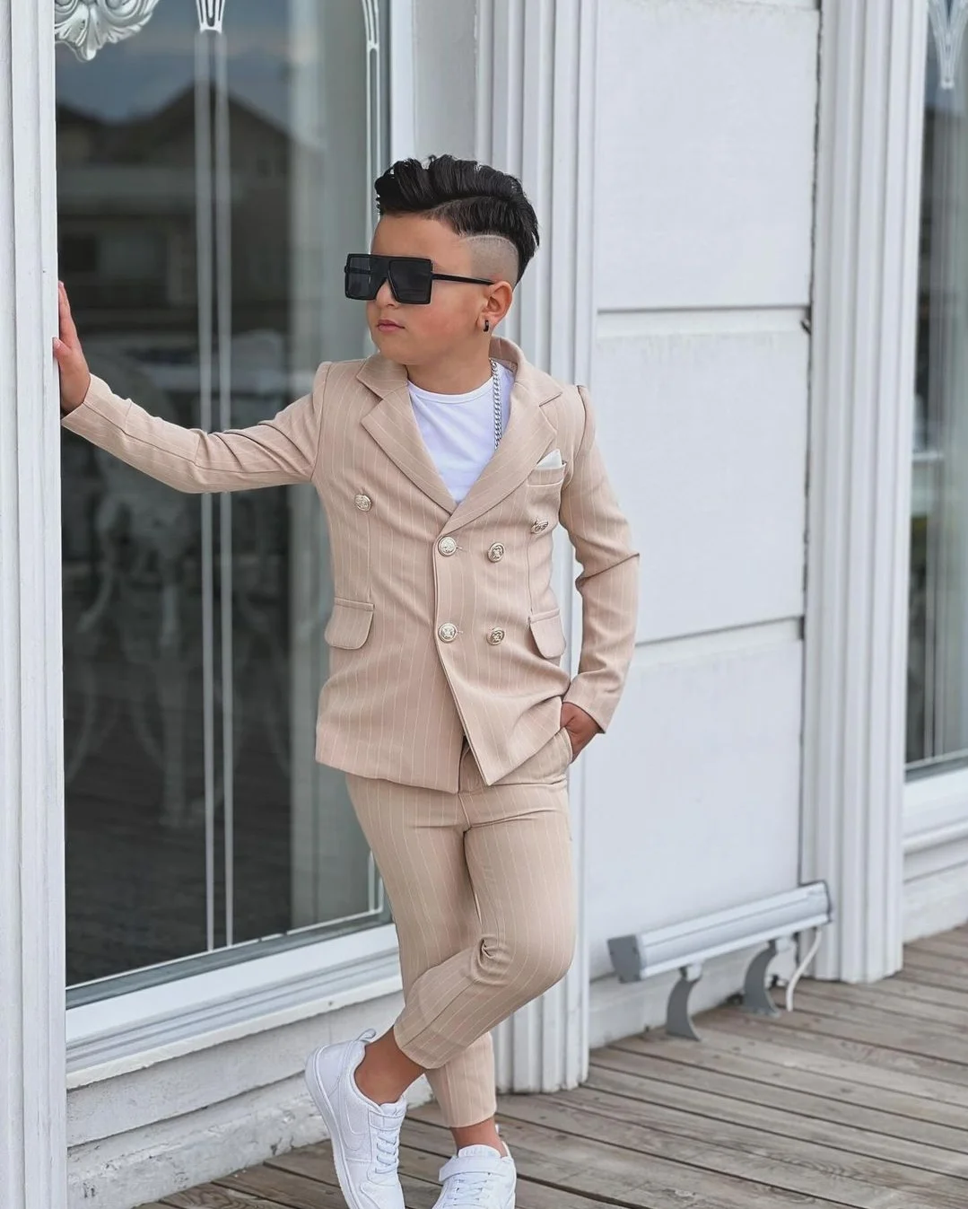 MODAVALS 4 PARÇA ÇİZGİLİ CEKETLİ ERKEK ÇOCUK TAKIM ELBİSE