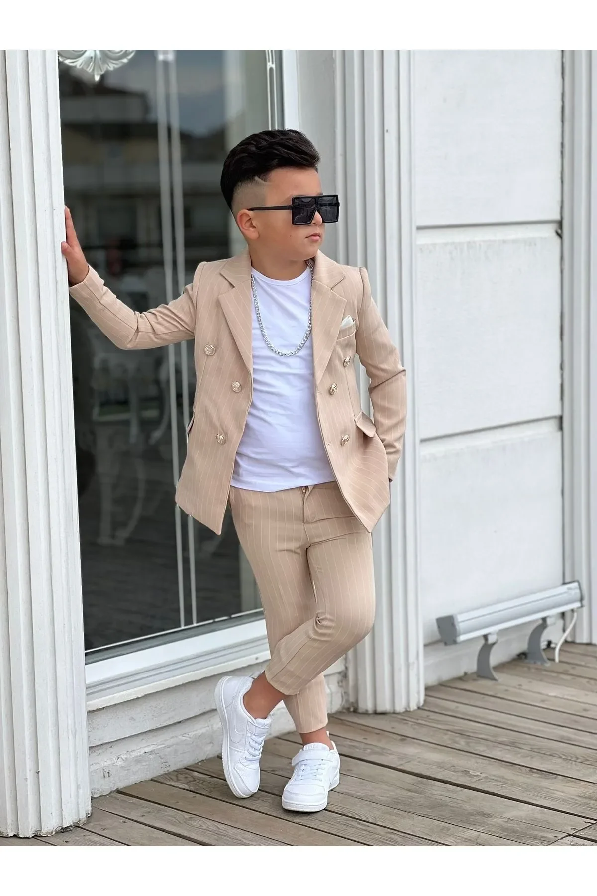 MODAVALS 4 PARÇA ÇİZGİLİ CEKETLİ ERKEK ÇOCUK TAKIM ELBİSE