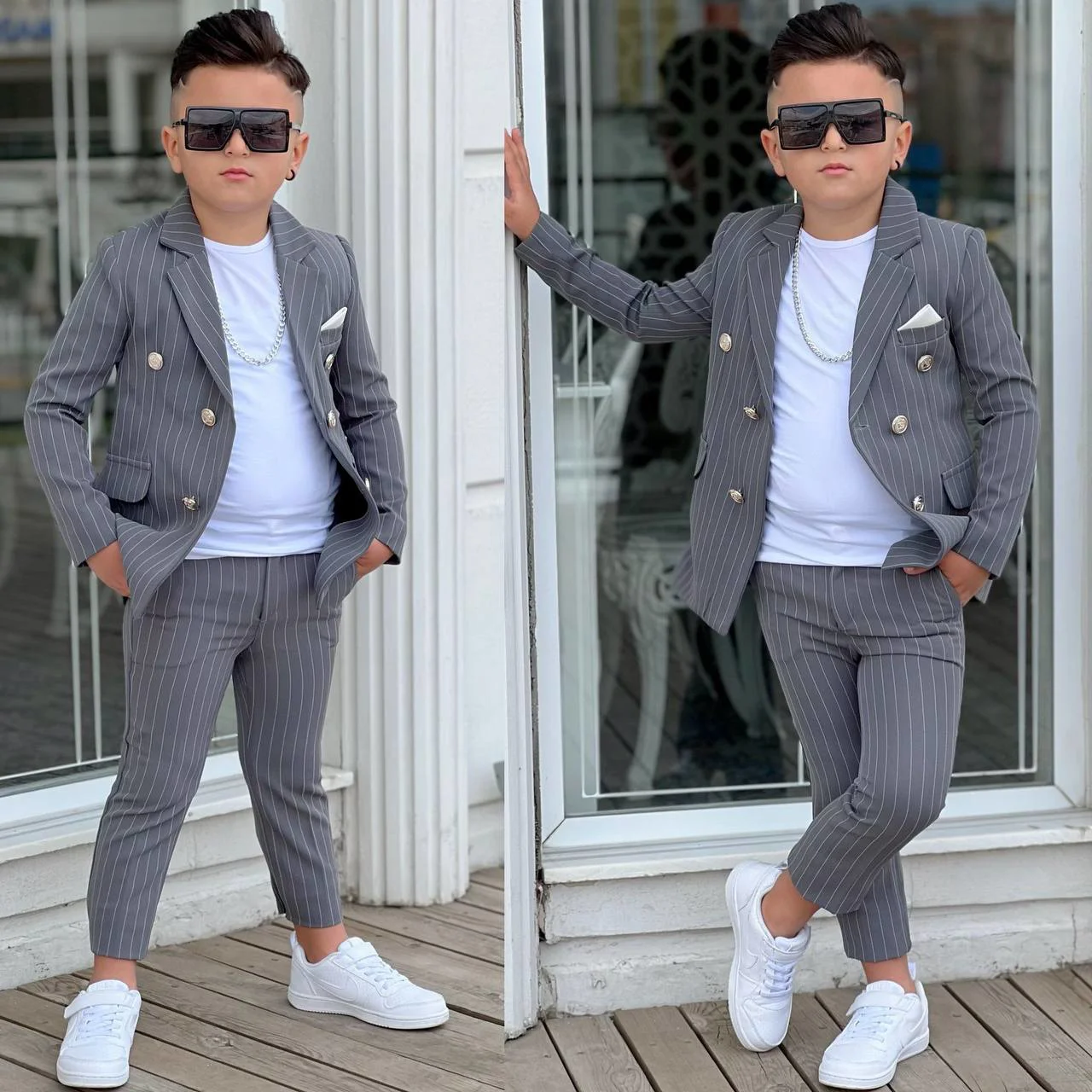 MODAVALS 4 PARÇA ÇİZGİLİ CEKETLİ ERKEK ÇOCUK TAKIM ELBİSE