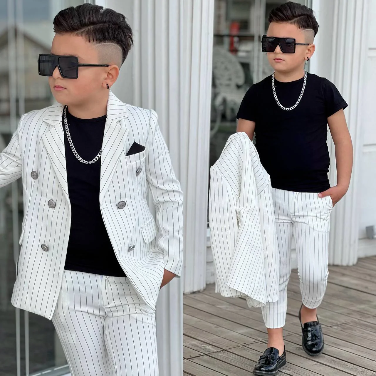 MODAVALS 4 PARÇA ÇİZGİLİ CEKETLİ ERKEK ÇOCUK TAKIM ELBİSE