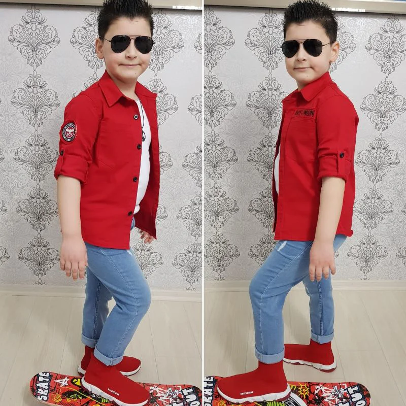 MODAVALS 4 PARÇA GÖMLEKLİ ERKEK ÇOCUK TAKIM - KIRMIZI