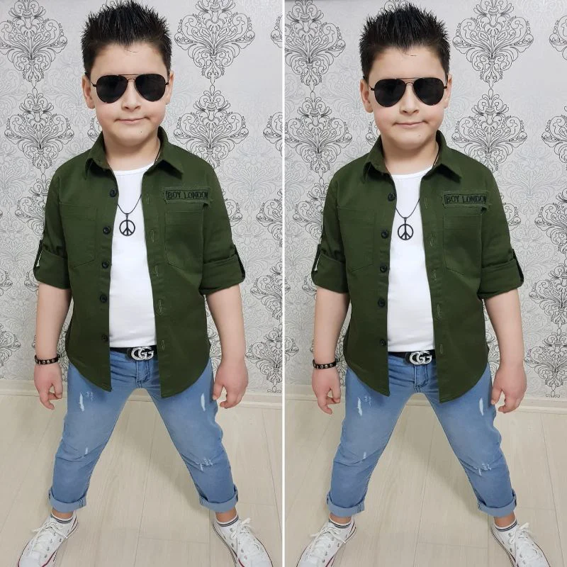 MODAVALS 4 PARÇA GÖMLEKLİ ERKEK ÇOCUK TAKIM - HAKİ