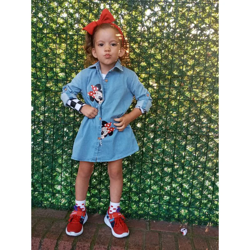 MODAVALS ANNE KIZ MINNIE BASKILI TUNİK KOT GÖMLEK MODAVALS ANNE KIZ MINNIE BASKILI TUNİK KOT GÖMLEK