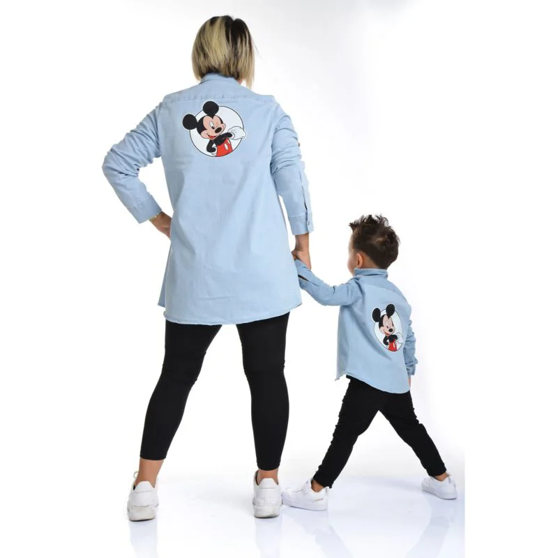 MODAVALS ANNE OĞUL MICKEY BASKILI TUNİK KOT GÖMLEK