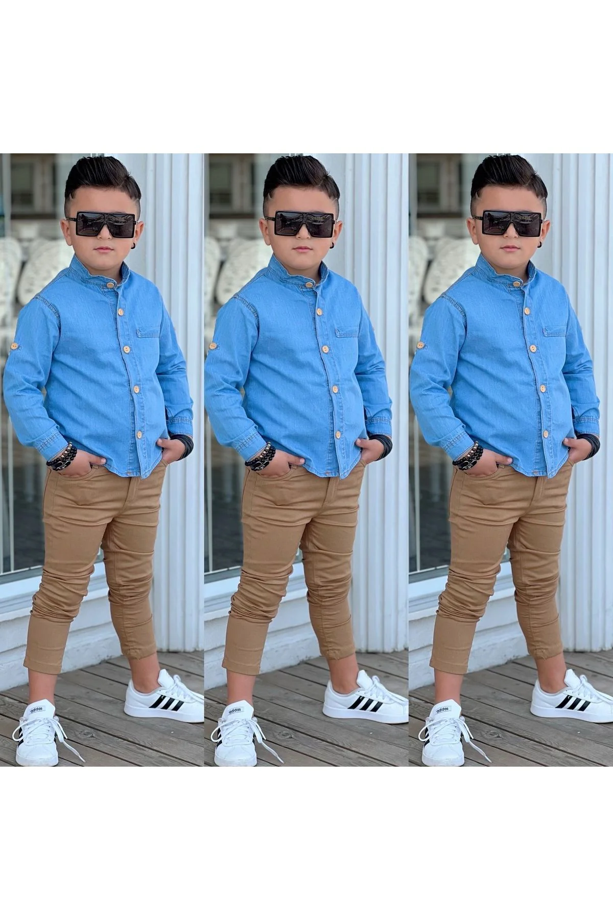 MODAVALS HAKİM YAKA DENIM GÖMLEK & GABARDİN PANTOLON ERKEK ÇOCUK 