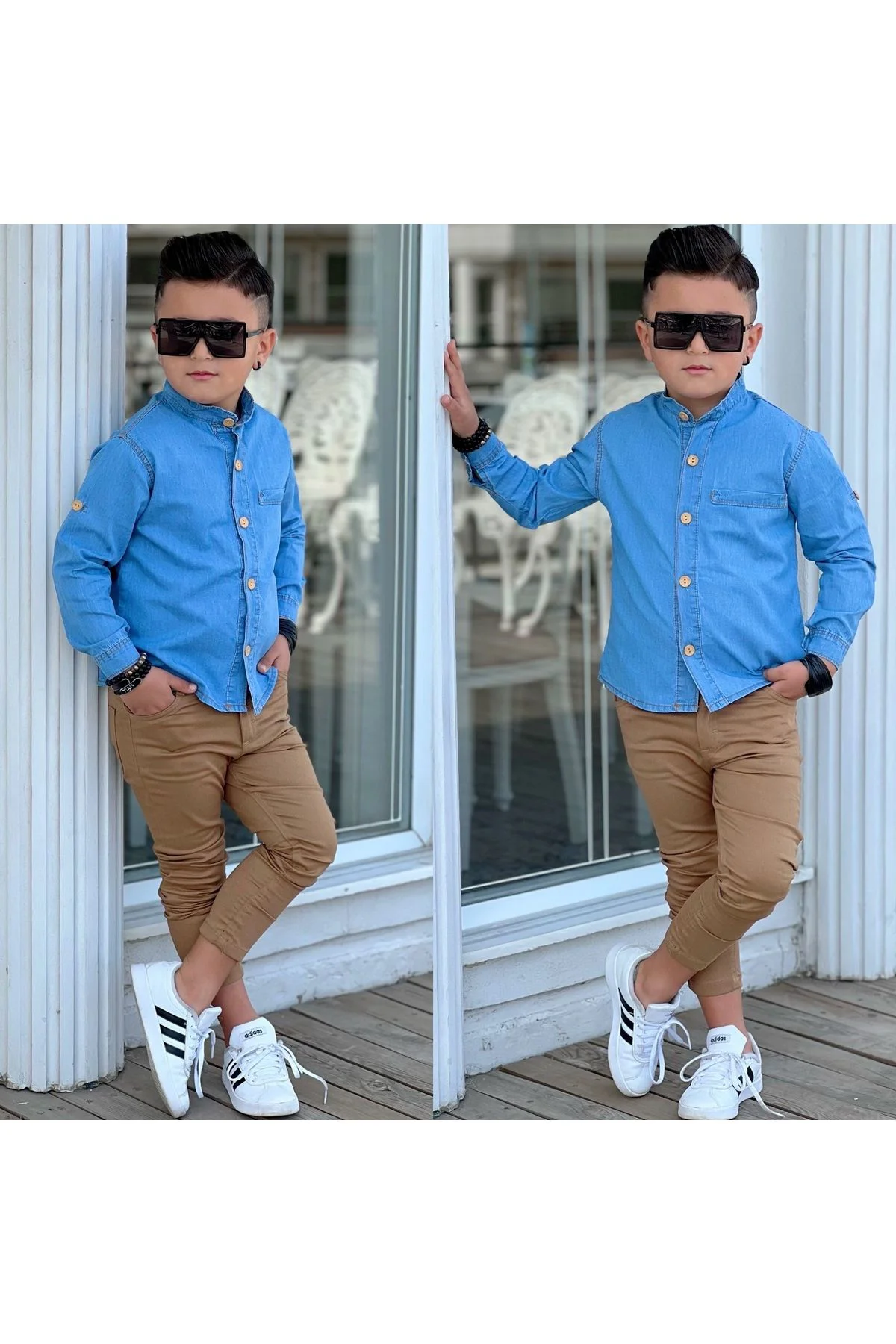 MODAVALS HAKİM YAKA DENIM GÖMLEK & GABARDİN PANTOLON ERKEK ÇOCUK 