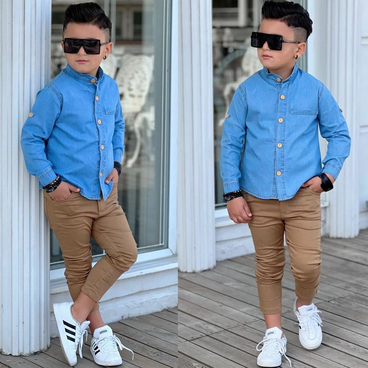 MODAVALS HAKİM YAKA DENIM GÖMLEK & GABARDİN PANTOLON ERKEK ÇOCUK 
