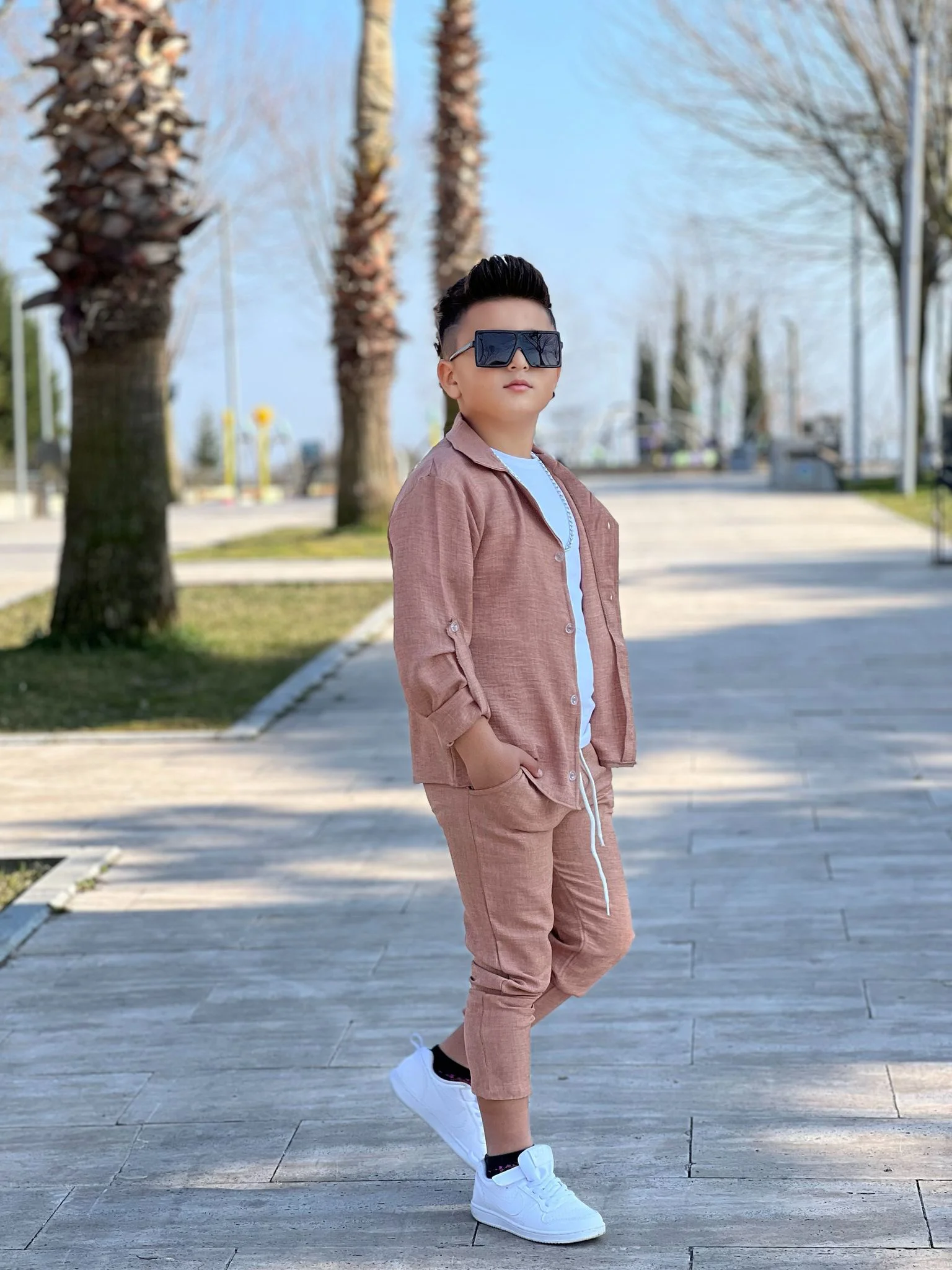 MODAVALS KOL KATLAMALI KETEN GÖMLEK & BELİ LASTİKLİ KETEN PANTOLO