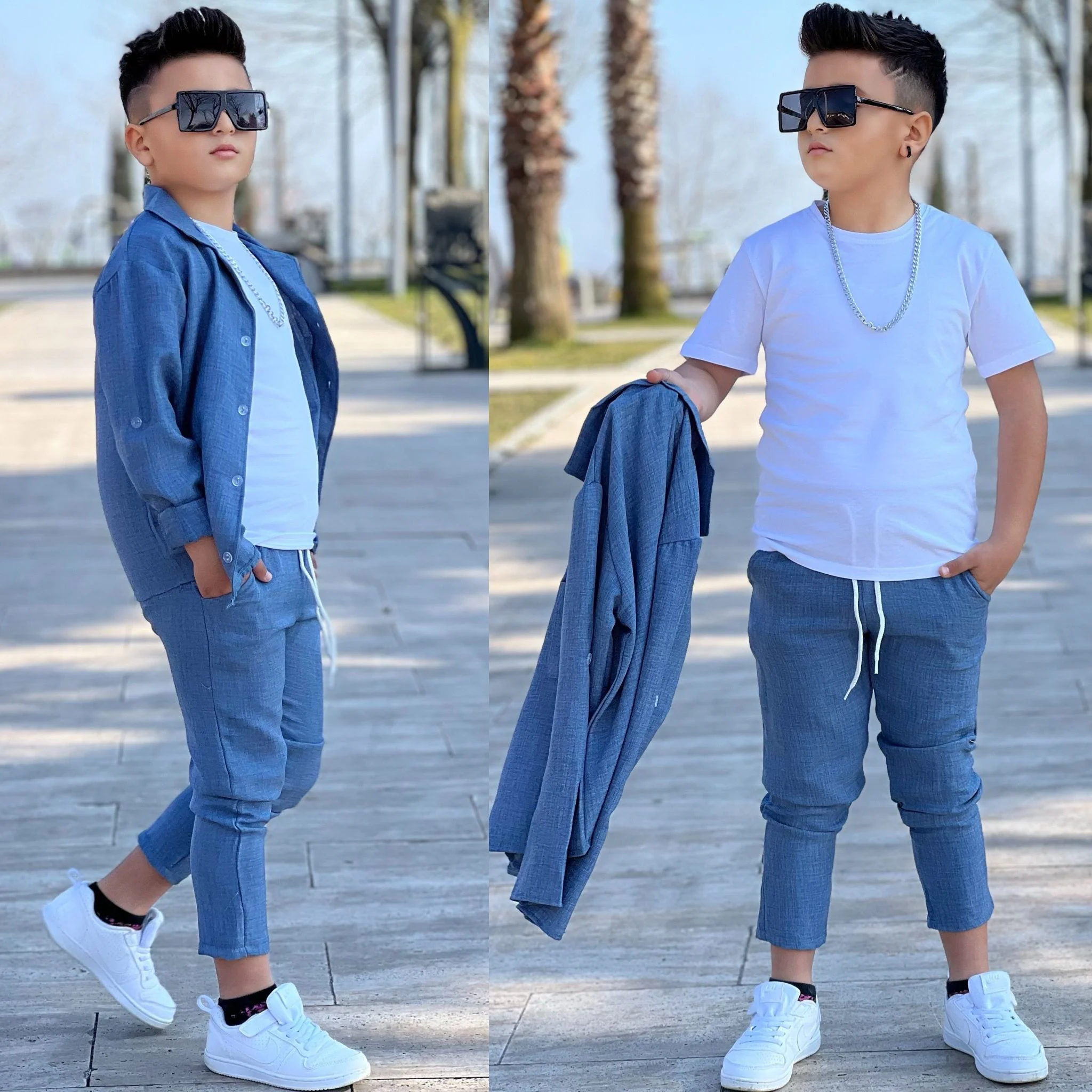 MODAVALS KOL KATLAMALI KETEN GÖMLEK & BELİ LASTİKLİ KETEN PANTOLO