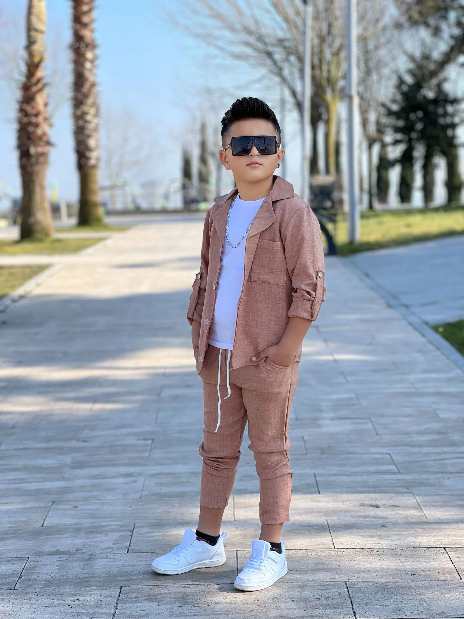 MODAVALS KOL KATLAMALI KETEN GÖMLEK & BELİ LASTİKLİ KETEN PANTOLO